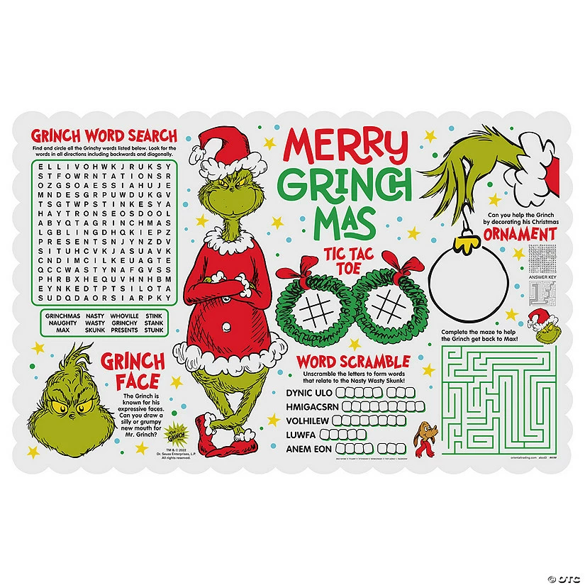 Best Pirce β¨ Dr. Seussβ’ The Grinch Activity Placemats - 12 Pc. π 2 Best Pirce β¨ Dr. Seussβ’ The Grinch Activity Placemats - 12 Pc. π - Image 2