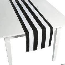 Discount ✔️ Black & White Striped Table Runners - 3 Pc. 😀