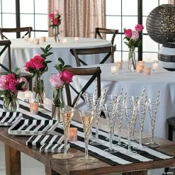Discount ✔️ Black & White Striped Table Runners - 3 Pc. 😀 -Wedding Table Covers Sales black and white striped table runners 3 pc 13737174 a03