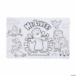 Best Sale 🥰 Color Your Own He Lives Placemats - 12 Pc. 🥰