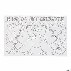 Buy 🔔 Color Your Own Thankful For Placemats - 12 Pc. 🎁