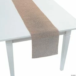 Cheap π Gold Shimmer Burlap Table Runner π