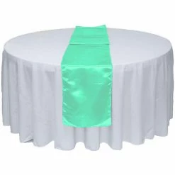 Best Pirce 🔔 GW LInens 10pcs Aqua Satin Table Runner 12" x 108" for Wedding Party Banquet Decorations 👍