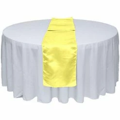 Best Pirce 🎁 GW Linens 10pcs Yellow Satin Table Runner 12" x 108" for Wedding Party Banquet Decorations ✔️