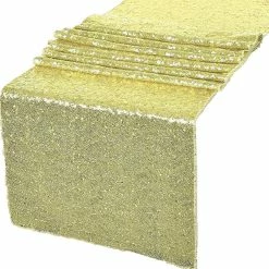 Hot Sale π€© GW Linens Champagne Glitz Sequin Table Runners 12" x 72" for Wedding Party Banquet β¨
