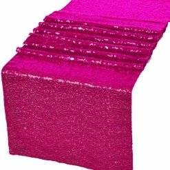 Flash Sale ⌛ GW Linens Fuchsia Glitz Sequin Table Runners 12" x 72" for Wedding Party Banquet 😀