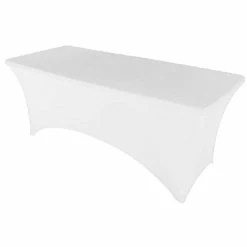Wholesale 🛒 GW Linens White 4' ft. x 2.5' ft. Spandex Fitted Stretch Tablecloth Table Cover Wedding Banquet Party ⌛