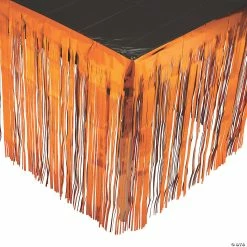 Best deal ⭐ Orange Metallic Fringe Plastic Table 👗 Skirt 🧨