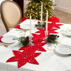 Outlet β¨ Red Felt Poinsettia Table Runner π§¨