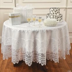Budget 🔔 Round White Lace Tablecloth 🧨