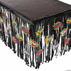 Hot Sale 👏 Superhero Fringe Plastic Table 👗 Skirt with Cutouts 🧨